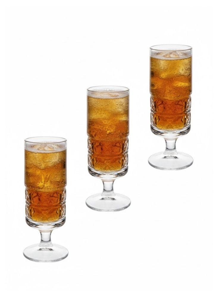 Premium Elegant Stem Glasses Set of 3 pcs for Juice, Sharbat & Festive Dining - Image 2
